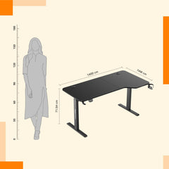 amazon basics Multipurpose Electric Wood Table Desk | Adjustable Height | Ergonomic | Sit & Standing Desk | Digital Display with Memory Preset Option (Black)