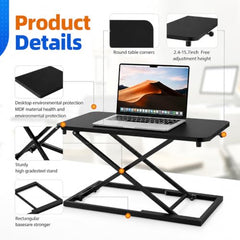 TARKAN Wood Standing Desk Riser, Height Adjustable Sit to Stand Desktop Workstation Table for Laptop & Monitor (Black)
