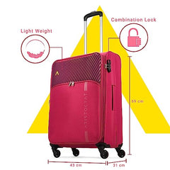 Aristocrat Duralite Set of 3 Soft Case (S+M+L) Trolley Bags, Red | 8-Wheels, Spacious, Zipper Expander, Front Pocket, Polyester Case, Combination Lock, Travel Luggage, 3-Year Global Warranty