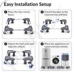Plantex Washing Machine Stand/Adjustable Fridge Trolley with Lockable Wheel