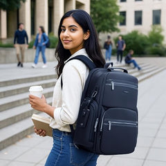 ICON The Overnighter Laptop Backpack 30L | Durable Oxford Fabric, Fits 15.6" Laptops | USB Charging Port, Luggage Sleeve | Water-Resistant, Multipurpose Unisex Bag for Short Trips - Blue.
