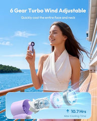Gaiatop Portable Turbo Handheld Fan with Ice Cooler,Powerful High-Speed Foldable Hand Fan With 100 Speed Adjustable,4800mAh Rechargeable Personal Fans Gift for Travel Indoor Outdoor Use (Light pink)