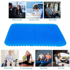 Medical Grade Gel Seat Cushion | Honeycomb Orthopedic Chair Cushion | Breathable Cooling Seat Pad | Non Slip Washable Cover | Office Car Wheelchair Travel Support | Pressure Relief Cushion | Blue