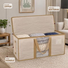 Storite Jumbo Super-Size 81 L Canvas Moisture Proof Heavy Duty Storage Bag | for Toys/Stationery/Blankets/Clothes/Moving Bags MultiPurpose With Strong Reinforced Handles Rectangular Cream (87x26x36 cm)