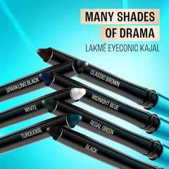 Lakme 9-5 Eyeconic Kajal, Classic Brown, Smudgeproof and Waterproof that lasts upto 24H, for 2x dark pigment, 0.35g