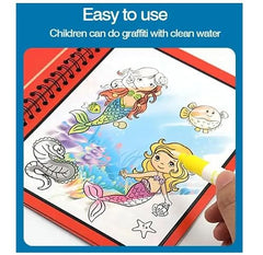 Smart Kid Magic Water Book 4 Pc Set for Kids Age 2–10 Years | Reusable Water Coloring Books Refillable Water Pen | Mess-Free Painting Activity Book | Early Learning Drawing and Travel Activity Kit