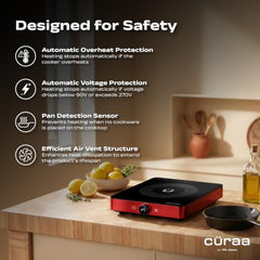 CΓRAA IndiePro Induction Stove | 6kV Surge Protection | 2100 W Induction Chulha | Rotary Knob Control | Timer Function | Incremental Heat Adjustment | 2 Year Warranty