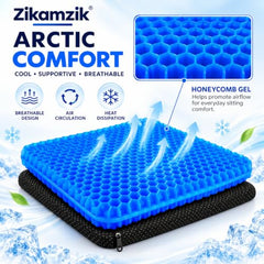 ZIKAMZIK Gel Cushion Orthopaedic Seat Cushion | Upgraded Breathable Gel Seat Cushion with Non-Slip Cover for Office Chair, Car, Wheelchair & Home | Comfortable Support for Long Sitting