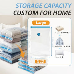 16 Travel Compression Bags Vacuum Packing, Roll Up Travel Space Saver Bags for Luggage, Cruise Ship Essentials (6 Large Roll/6 Medium Roll/4 Small Roll)