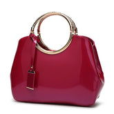 SYGA Leather Glossy Women's Bag Bride Wedding Handbag Women's One Shoulder Crossbody Stylish Bag(ROSE RED)