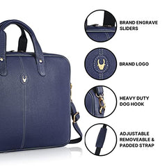 WildHorn Genuine Leather Office Bag for Men | 15.6-Inch Laptop Bag with a Minimalist Design | Professional Leather Bag with Adjustable Straps & Multiple Compartments | 1-Year Warranty