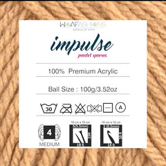 WOAFASHIONS - World of Arts Impulse Hand Knitting & Crochet Yarn, Premium Acrylic, 4 : Medium (Anchor Grey) (100gms / 3.5oz / 200mtr / 218yds)