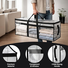 Storite Jumbo Super-Size 81 L Canvas Moisture Proof Heavy Duty Storage Bag | for Toys/Stationery/Blankets/Clothes/Moving Bags MultiPurpose With Strong Reinforced Handles Rectangular Cream (87x26x36 cm)