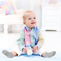 MOMISY Baby Girl Boys Non Slip Socks Kids Toddlers Infant Cotton Stretch Anti-Slip-6 Pairs (Dotted-Striped, 3 to 5 years)