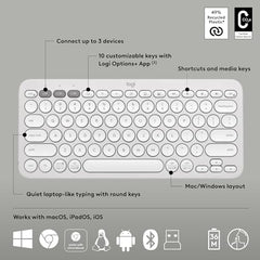 Logitech Pebble 2 Combo, Wireless Keyboard and Mouse, Quiet and Portable, Customisable, Logi Bolt, Bluetooth, Easy-Switch for Windows, macOS, iPadOS, Chrome -
