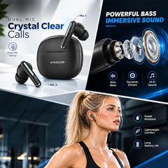 Kratos TW02 Ear Buds Wireless with 60H Playtime, Noise Isolation & Clear Calls, Bluetooth Earbuds with Voice Assistant, Ear Buds with Bluetooth V 5.3 & with Type C Fast Charging, IPX5 TWS Earphones