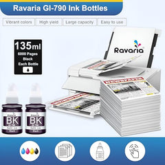 Ravaria GI 790 Ink Compatible Ink for Canon Pixma g1000 / G1010 / G1100 / G2000 / G2002 / G2010 / G2012 / G2100 / G3000 / G3010 / G3012 / G3100 / G4000 / G4013