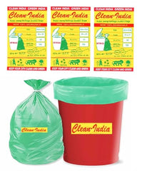 Clean India - Plastic Garbage Bags|6 Packs Of 30 Pcs | 19X21 Medium Disposable Garbage Trash Waste Dustbin Bags Of 54Cm X 48Cm (Ci19210008) - 180 Count