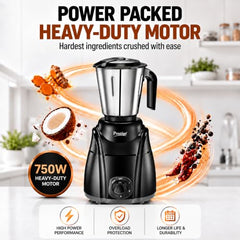 Prestige Elliot 750 Watt 3 Jar Mixer Grinder | Hybrid Copper Motor | 3 Speed Control with Pulse Function | 3 Stainless Steel Jars| Sturdy Ergonomic Handles| 2Y Warranty | ISI Certified