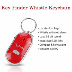 Key Finder Whistle Locator Keychain with LED Light, Multicolor