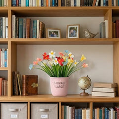 Dekorly Premium Artificial New Rose Flower with Pink Decorative Pot (Storage Large) – 22 cm Faux Flower Arrangement for Home Decor Living Room Bedroom Office Decor (1, Rose)