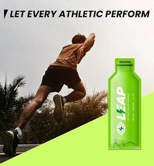 LEAP Energy Gel for Running & Cycling – Quick Energy Boost with Natural Ingredients, Amino Acids & MCT Oil – Fast Digestion Sports Gel for Athletes – Banana Strawberry Flavor – Pack of 5