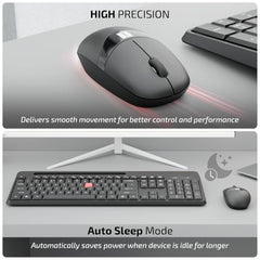 iBall ClickSet S450 Wireless Keyboard & Mouse Combo, 104-Key Full Size Keyboard, 12 Media Keys, Retractable Stand, ₹ Key, UV Coated Keys, Mobile Slot, 1200 DPI Mouse, 3 Buttons, High Precision