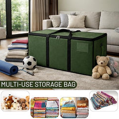 Storite Jumbo Super-Size 81 L Canvas Moisture Proof Heavy Duty Storage Bag | for Toys/Stationery/Blankets/Clothes/Moving Bags MultiPurpose With Strong Reinforced Handles Rectangular Cream (87x26x36 cm)