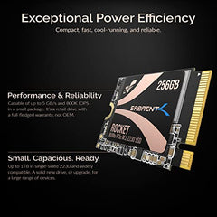 Sabrent 2TB Rocket Q4 2230 M.2 NVMe PCIe 4.0 x4 Gen4 SSD, Up to 5000MB/s,Internal Solid State Drive for Laptop, Surface/Pro, Steam Deck, PS5, ASUS ROG Ally, Dell, HP and Mini PCs (SB-213Q-2TB)