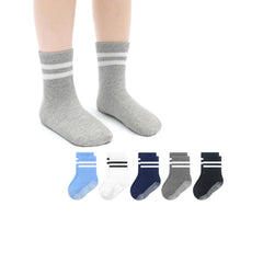 MOMISY Baby Girl Boys children Non Slip Socks Toddlers Infant Warm Cotton Stretch Anti skid Socks-6 Pairs (IN, Age, 12 Months, 3 Years, AS-2Stripe-Boys)