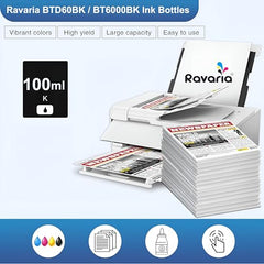 Ravaria Refill Ink for HP GT51XL/53XL GT 52 for HP Ink Tank 115,310,315,319,410,415,416,419,455,500,515,530,589,615,750,790,670,GT5810,GT5811,GT5820(GT51XL + GT52CMY(4 Color Set),Multi-Color Pack)