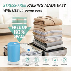 Cozy Essential Travel Vacuum Storage Bags with Rechargeable Cordless USB Pump, Space Saver Bags for Luggage, Suitcase, Carry-On, for Clothes, Blankets, Bedding & Seasonal Storage,15 Combo