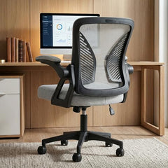 DROGO Comfortwing Premium Ergonomic Office Chair for Work from Home, High Back Computer Chair with Breathable Mesh, Armrest, Adjustable Seat, Rocking & Winged Back | Mesh Chair for Office (White/Blue)