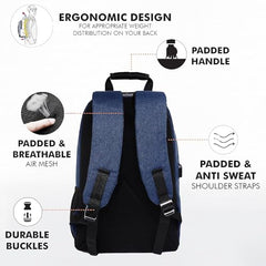 TRUE HUMAN® EMPEROR Premium HardShell Weekender Backpack 15.6 inch Padded USB Charging Port Laptop Office Travel College Business Bag Adjustable Shoulder Straps Daily Purpose for Men women Boys Girls