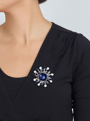 SYGA Brooch Pin Fashion Crystal Rhinestone Jewellery Pin Vintage Clothing Accessories Decoration Blue Diamond Brooches For Women- S260