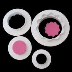 SYGA 4 Pcs Two Side Round Cookie Cutters,Biscuit Cutters and Fondant Cake Cutters