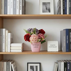 Dekorly Premium Artificial New Rose Flower with Pink Decorative Pot (Storage Large) – 22 cm Faux Flower Arrangement for Home Decor Living Room Bedroom Office Decor (1, Rose)
