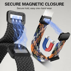 KEYSJEFF Nylon Watch Strap Compatible with Fitbit Versa 3/Versa 4/Fitbit Sense/Sense 2 Braided Elastics Sport Watch Band Adjustable Magnetic Buckle Straps Women Men (Not Include Watch) (Cowboy Colorful)