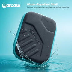 AirCase Hard Disk Cover Case for 2.5 Inch HDD SSD - Lycra EVA Hardshell, Water Resistant | Mesh Pocket for USB Cable, Earphone, Power Bank, Charger | Multi-Gadget Travel Pouch (Grey)