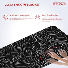 White Topographical XXL Gaming Deskmat 900x450mm – Extended Mousepad for PC