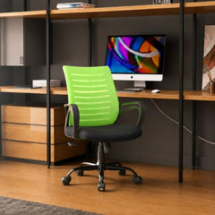 CELLBELL Desire C104 Mesh Mid Back Chair | Ergonomic Office, Study, Revolving, Computer Chair for Work from Home Heavy Duty Metal Base, Seat Height Adjustable (Black)
