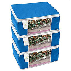 Homestrap set of 6 Foldable Saree Covers/Clothes Storage Bag/Wardrobe Organizer With Transparent Window And Zip For Lehenga, Suit, Dress,& Accessories (Grey)(Featured on Shark Tank), Polypropylene