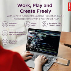 Lenovo IdeaPad Slim 3, Ryzen 3 30, 8GB RAM, 512GB SSD, FHD Thin and Light Laptop, 15.6" (39.6cm), Windows 11, Office 2024, Grey, 1.6Kg, 82XQ01VYIN, AMD Radeon 610M Graphics, Laptop