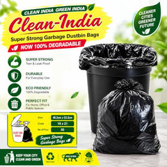 Clean India - Plastic Garbage Bags|6 Packs Of 30 Pcs | 19X21 Medium Disposable Garbage Trash Waste Dustbin Bags Of 54Cm X 48Cm (Ci19210008) - 180 Count