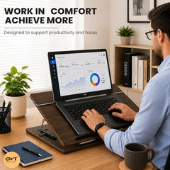 Premium Foldable Laptop Table with Adjustable Angle for Home, Study & Office Use (White, 15x21, Wooden)