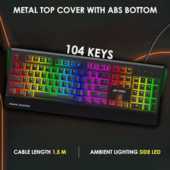 Ant Esports MK4000 Smartchoice Mechanical Gaming Keyboard, RGB LED Backlit Aluminium Base, Hot Swappable Switches, Full Size 104 Keys,Fully Programmable Red Switch, Wired USB, PC Laptop PS5 Compatible