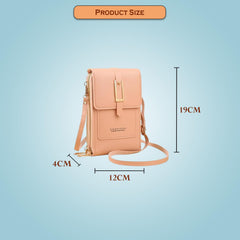 MOMISY Mobile Bag Cellphone Sling Card Holder Wallet Handbag, Transparent Screen, Crossbody Multi-function Shoulder Bag for Girls-Belt (Light Pink)