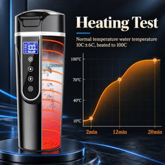 HASTHIP Car Electric Kettle 450ml 12/24V 150W 304 Stainless Steel | Water Heating, LCD Temperature Display, Leak-Proof Lid, Compact Vehicle Travel Use, Portable Design