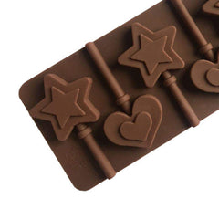 SYGA 6-Cavity Lolipop shap Chocolate Silicon Mould Candy Mould_StarHeart