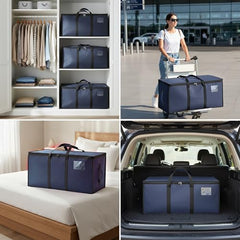 Storite Jumbo Super-Size 81 L Canvas Moisture Proof Heavy Duty Storage Bag | for Toys/Stationery/Blankets/Clothes/Moving Bags MultiPurpose With Strong Reinforced Handles Rectangular Cream (87x26x36 cm)